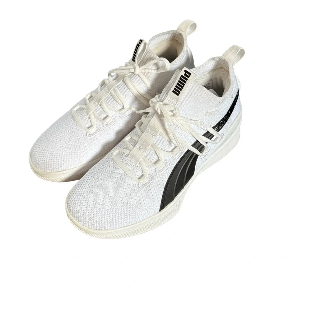 Puma Clyde Court Sneakers GW Jr Boys White Mesh with Black Stripe, size 5.5 - Picture 3 of 8